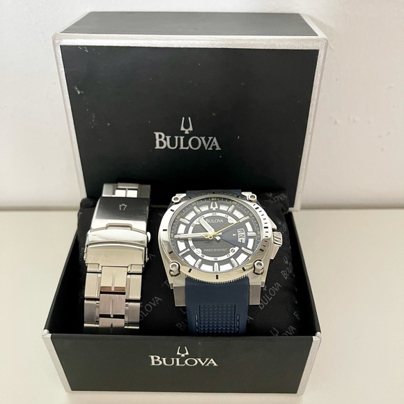 Men’s Bulova Precisionist Oversized Water Resistant Watch w/ 2 Bands Case 46mm - Picture 3 of 8
